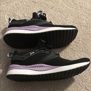 Puma Black and Purple Sneakers Streamlined Comfort